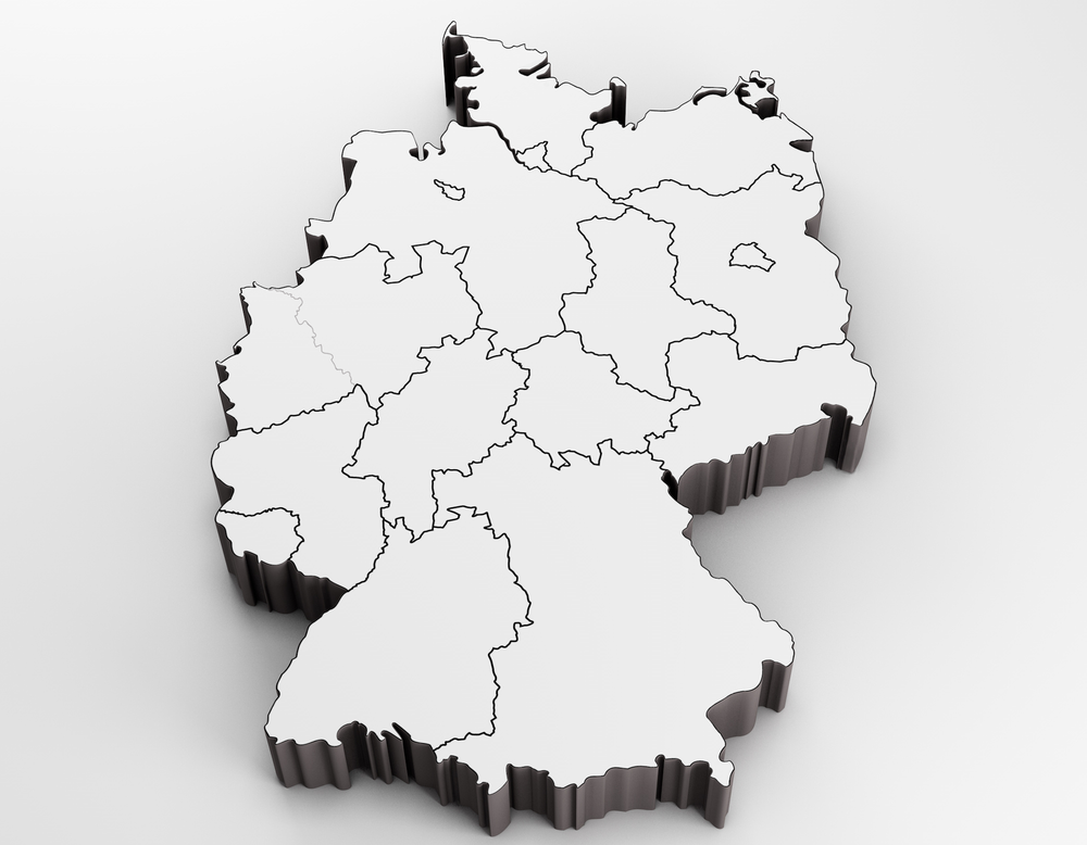 Eine Deutschlandkarte mit den eingezeichneten Bundesländern (AdobeStock: Thk-design)